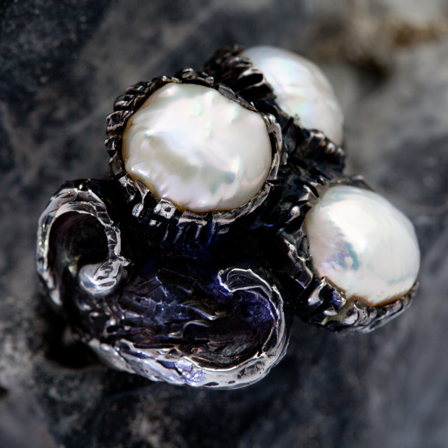 Hand made pearl ring