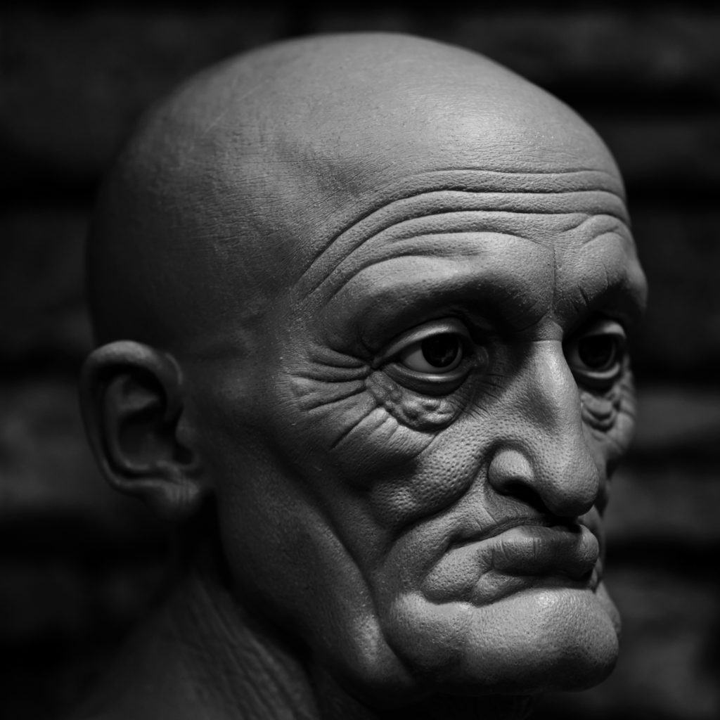 Hyper-realistic face sculpture