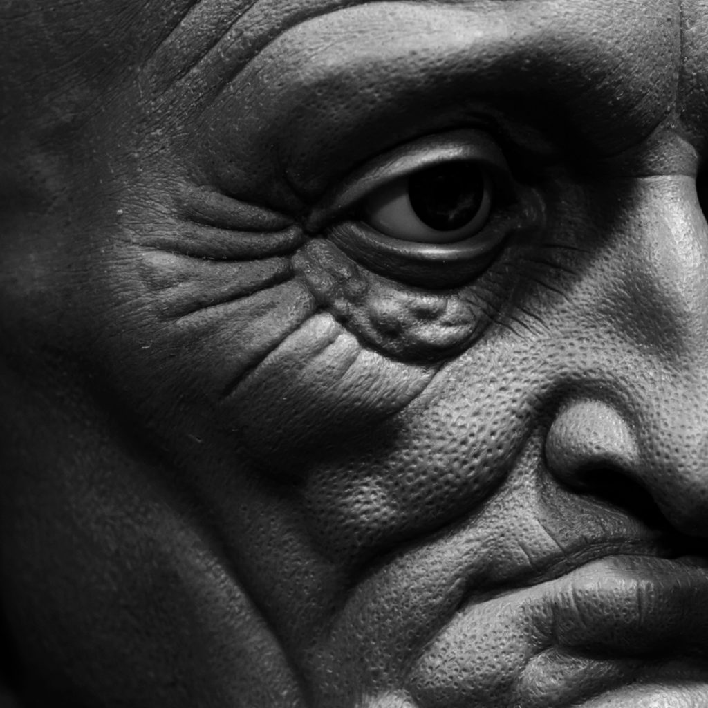 Hyper-realistic face sculpture